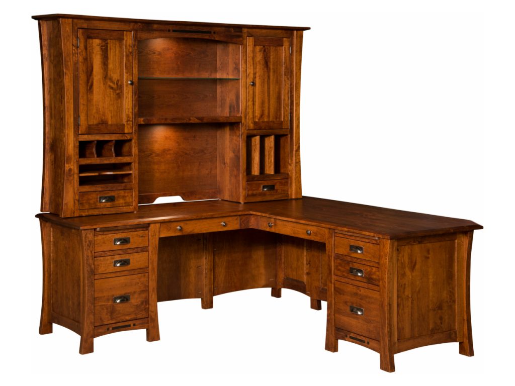 Amish Furniture of NE Arts & Crafts L Desk Hutch