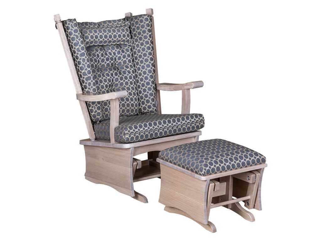Amish Furniture of NE Ashland Panel Regular Glider and Ottoman Glider Swivels & Glider