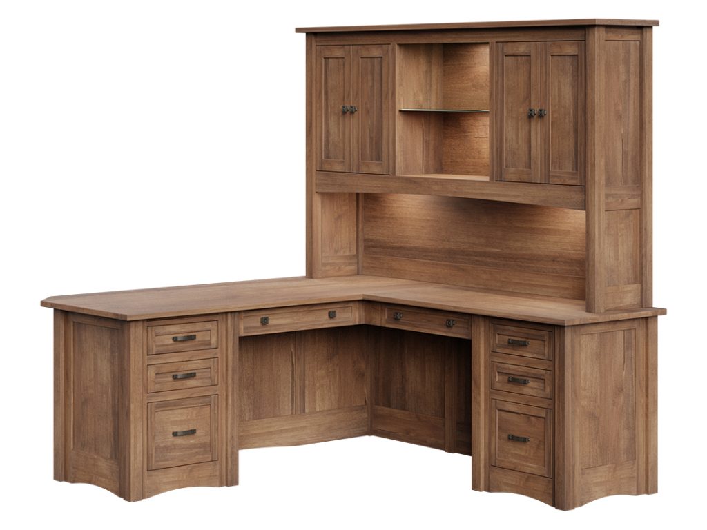 Amish Furniture of NE Aspen Corner Desk Hutch