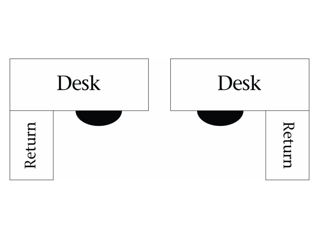 Boston Corner and Return Desk with Hutch – 64″W Desk Writing Desk, alternate view