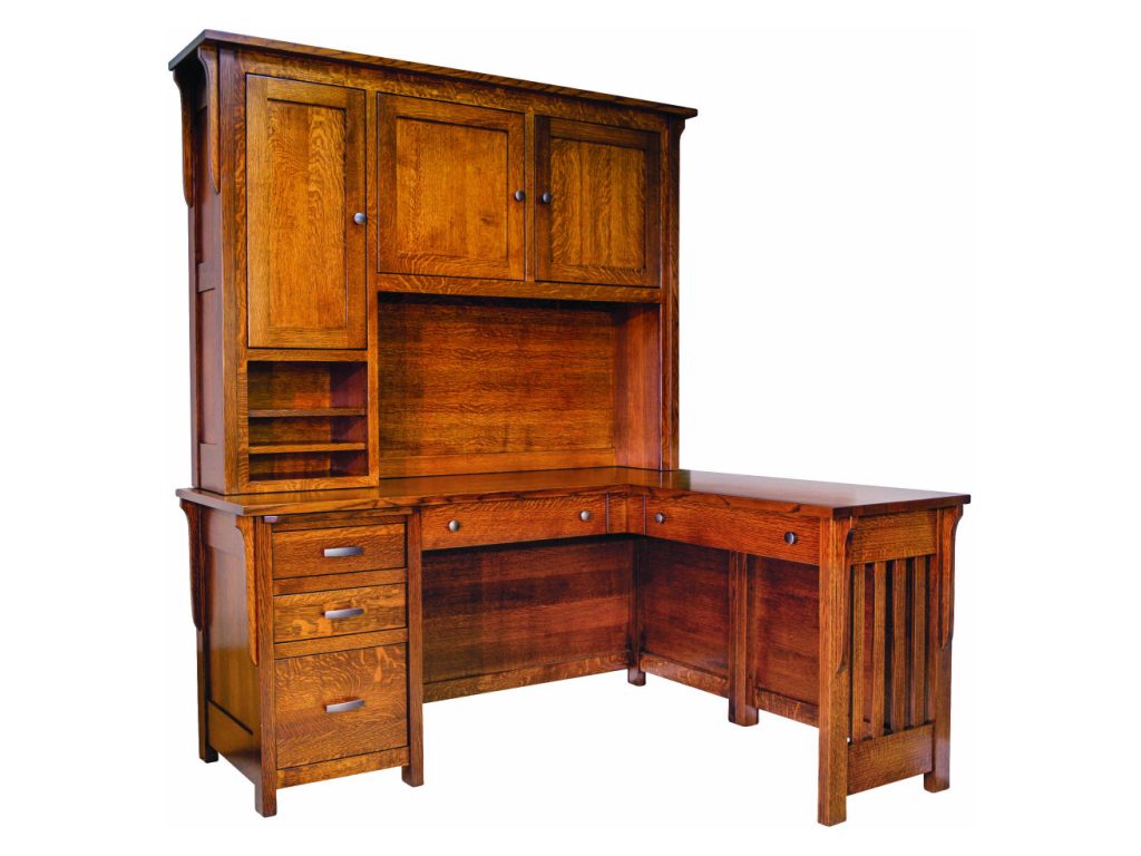 Boston Corner and Return Desk with Hutch – 64″W Desk Writing Desk
