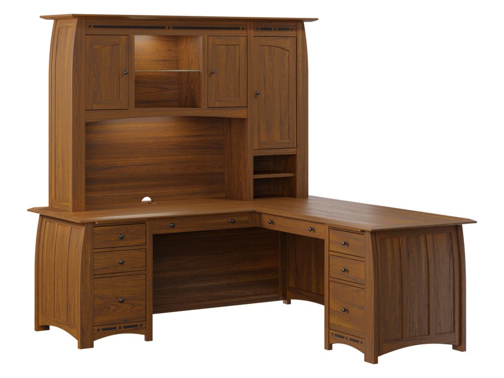 Amish Furniture of NE Boulder Creek L Shape Desk With Hutch
