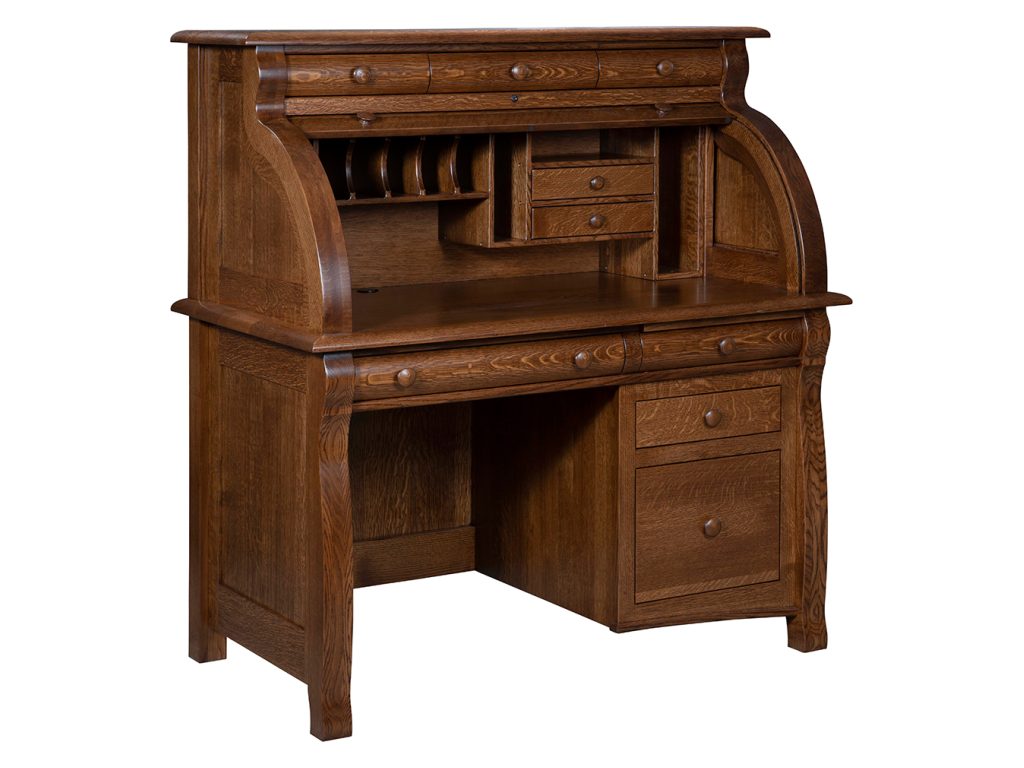Amish Furniture of NE Castlebury Single Pedestal Rolltop Desk