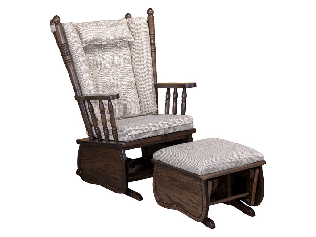 Amish Furniture of NE 4 Post Minnie Regular Glider and Ottoman Swivels & Glider