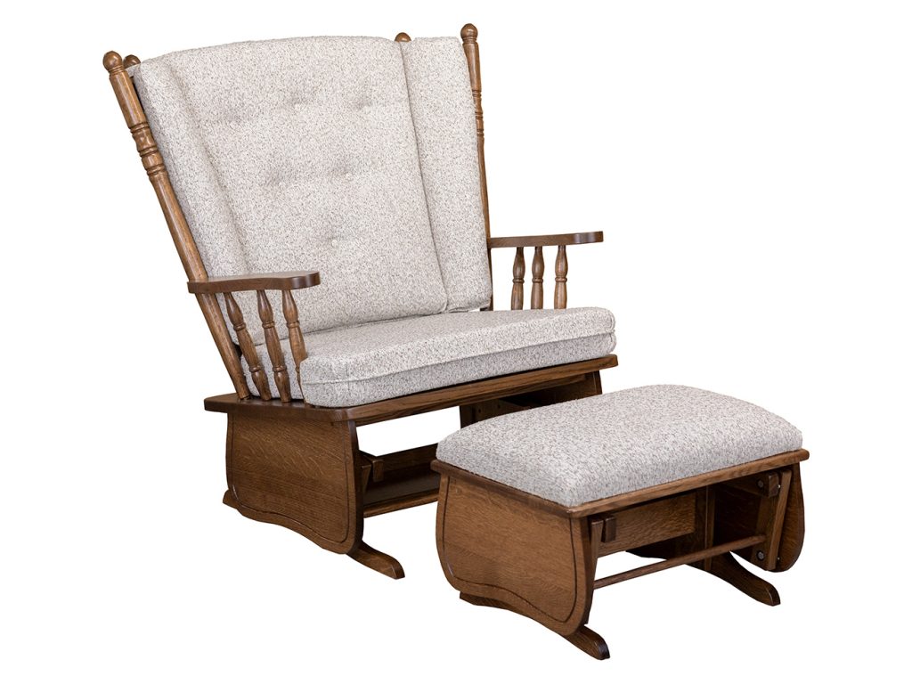 Amish Furniture of NE 4 Post Highback Chair and a Half Glider and Ottoman Swivels & Glider