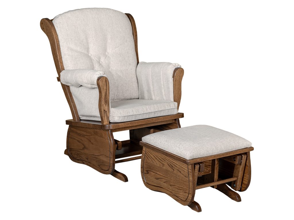 Amish Furniture of NE Swanback Minnie Regular Glider and Ottoman Swivels & Glider