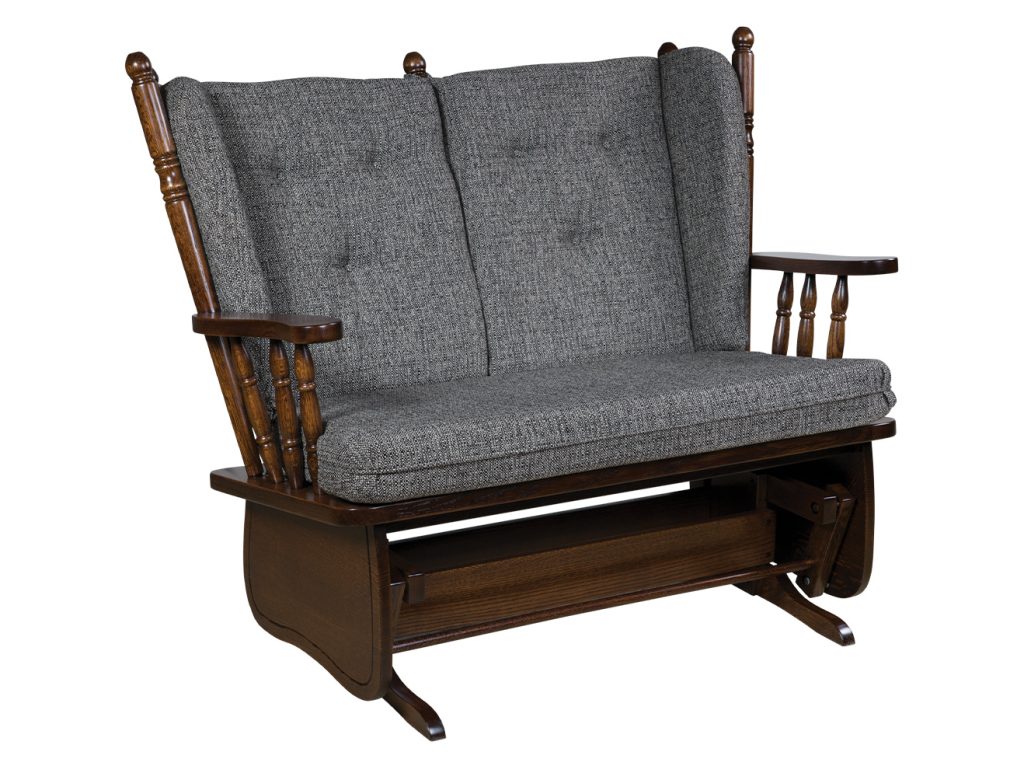 Amish Furniture of NE 4 Post Highback Love Seat Glider Swivels & Glider
