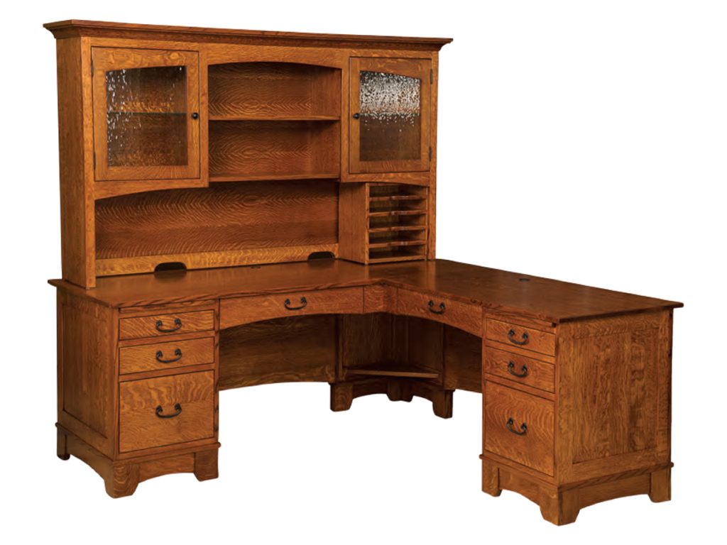 Amish Furniture of NE Noble Mission L Desk Hutch
