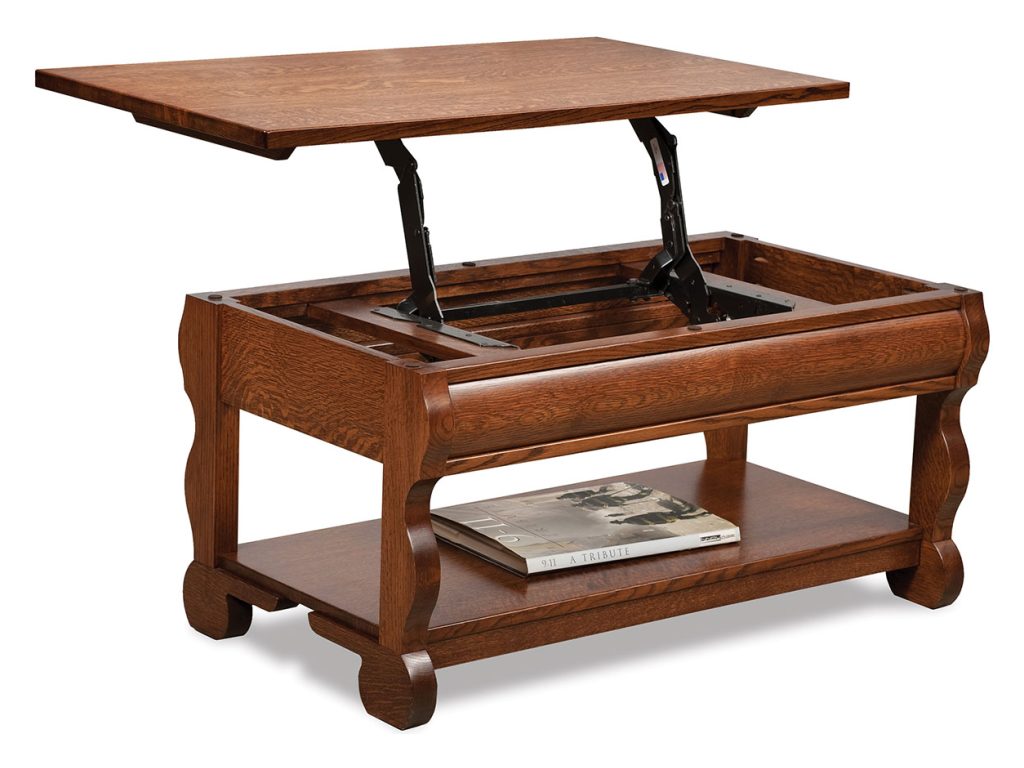 Amish Furniture of NE Old Classic Sleigh Lift Top Coffee Table Table Top