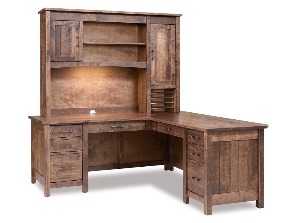 Amish Furniture of NE Houston L Desk With Hutch