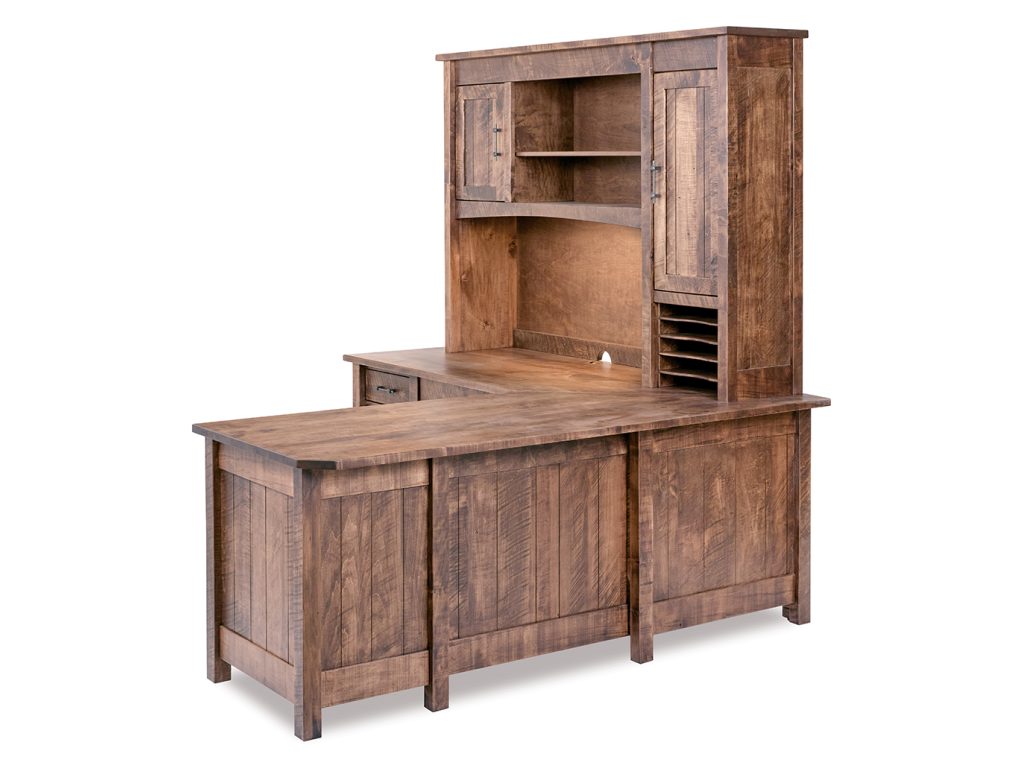 Amish Furniture of NE Houston L Desk With Hutch, alternate view