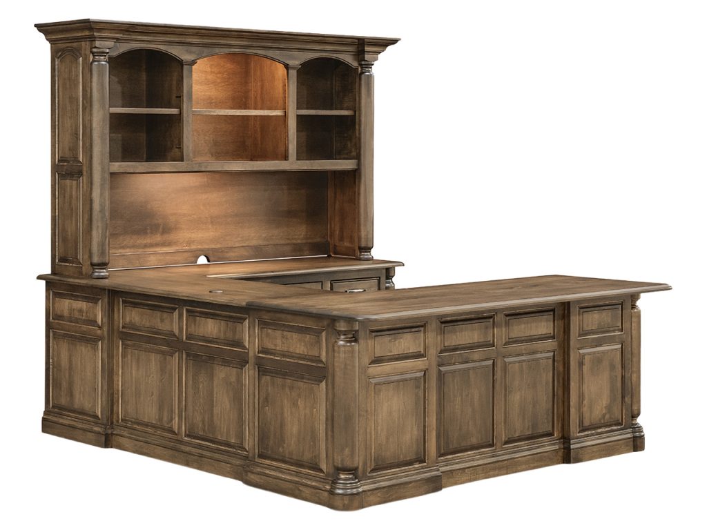 Amish Furniture of NE London Wrap Around Desk with Hutch Desk, alternate view