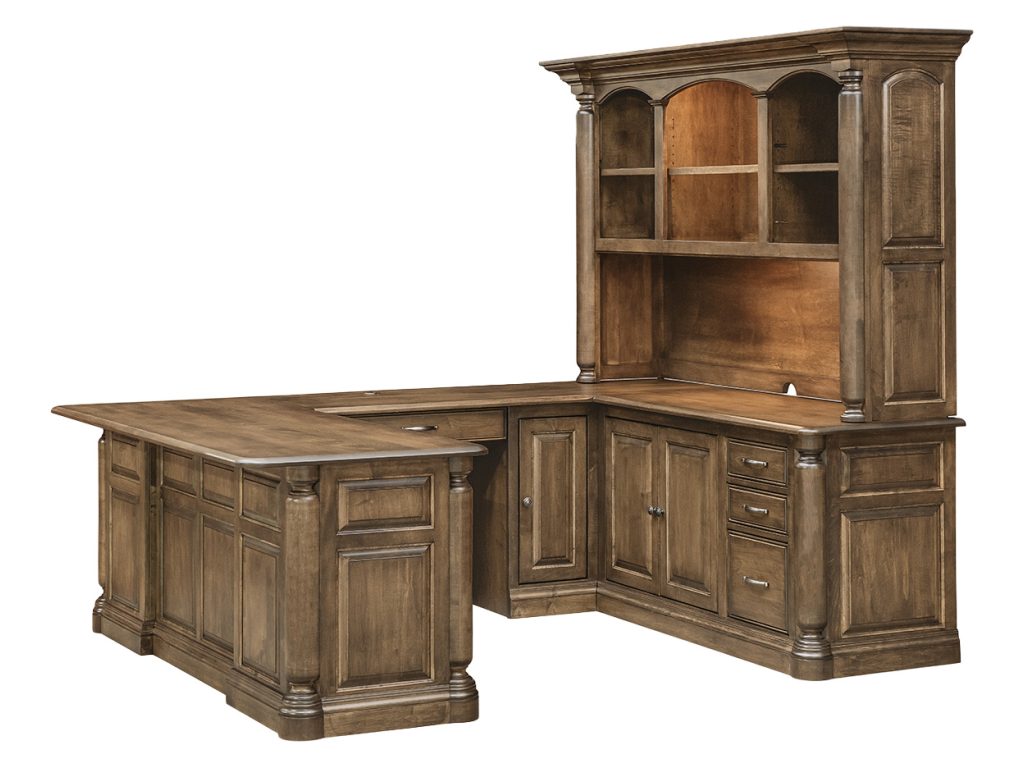 Amish Furniture of NE London Wrap Around Desk with Hutch Desk