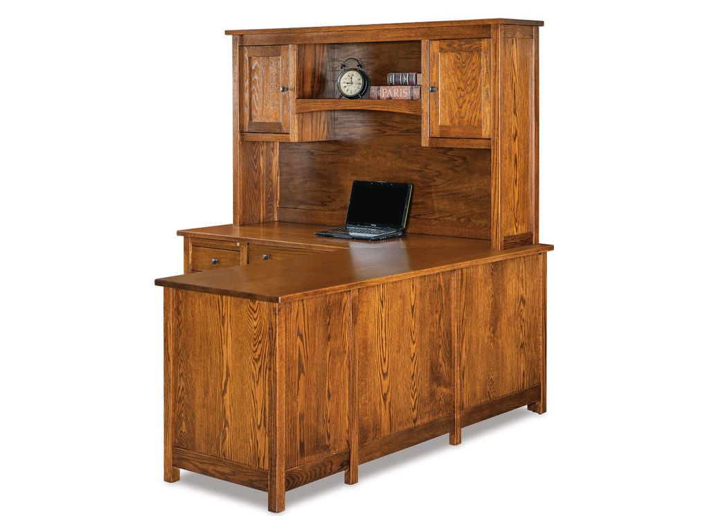 Amish Furniture of NE Centennial L Desk Base & Hutch, alternate view