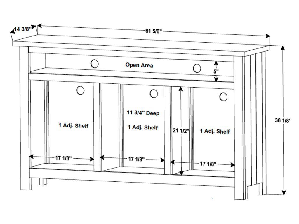 Amish Furniture of NE Artesa Media Stand – 64″W, alternate view