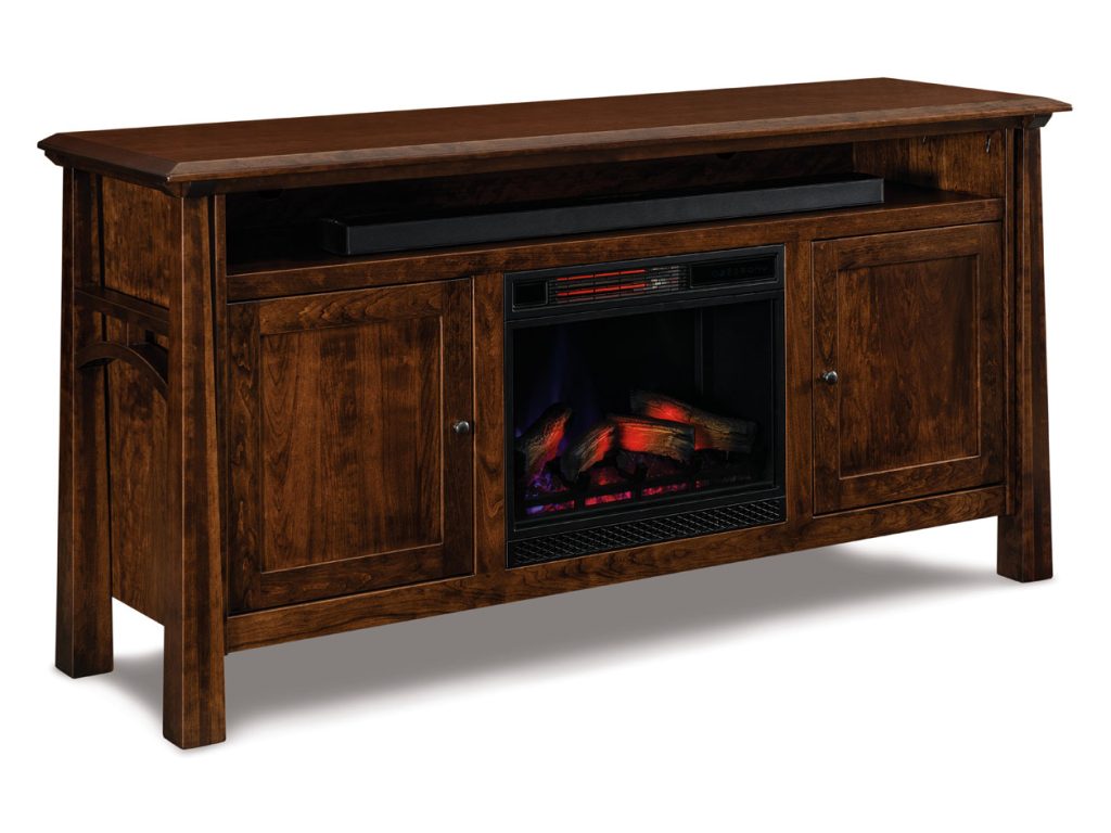 Amish Furniture of NE Artesa Media Stand With Fireplace – 72″W