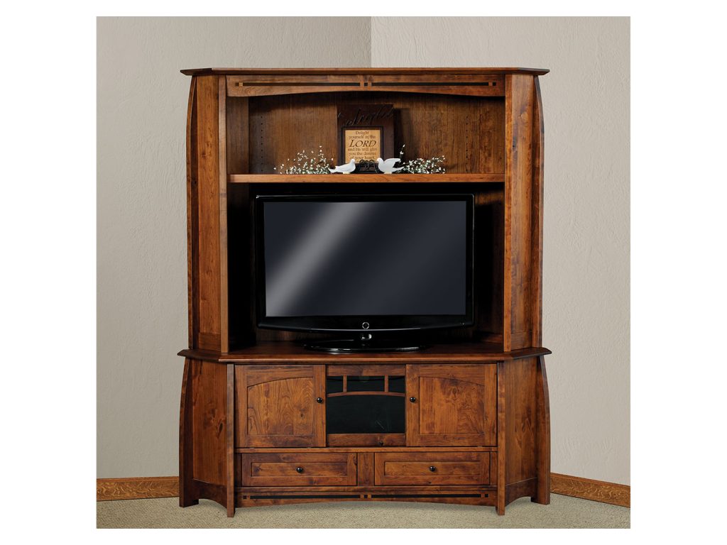 Boulder Creek 2 Piece Media Corner Console with Hutch, alternate view
