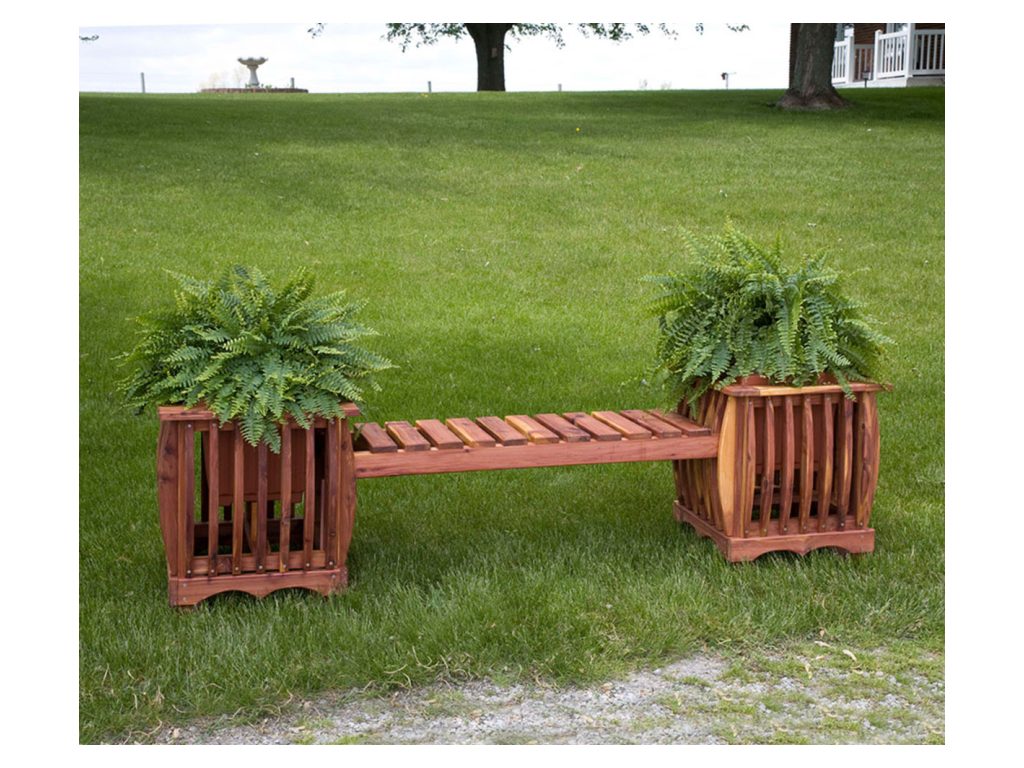 Amish Furniture of NE Planter Bench, alternate view