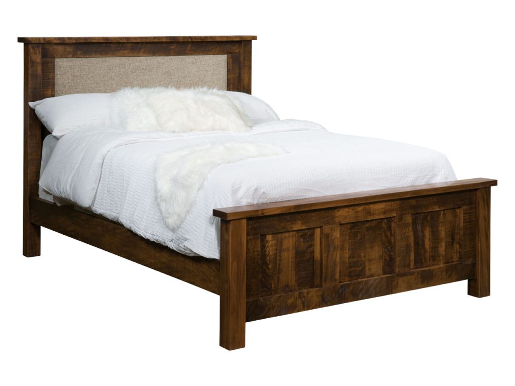 Amish Furniture of NE Dumont Bed With Fabric Headboard Upholstered Bed