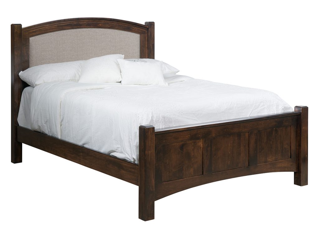 Amish Furniture of NE Finland Bed with Fabric Headboard Upholstered Bed