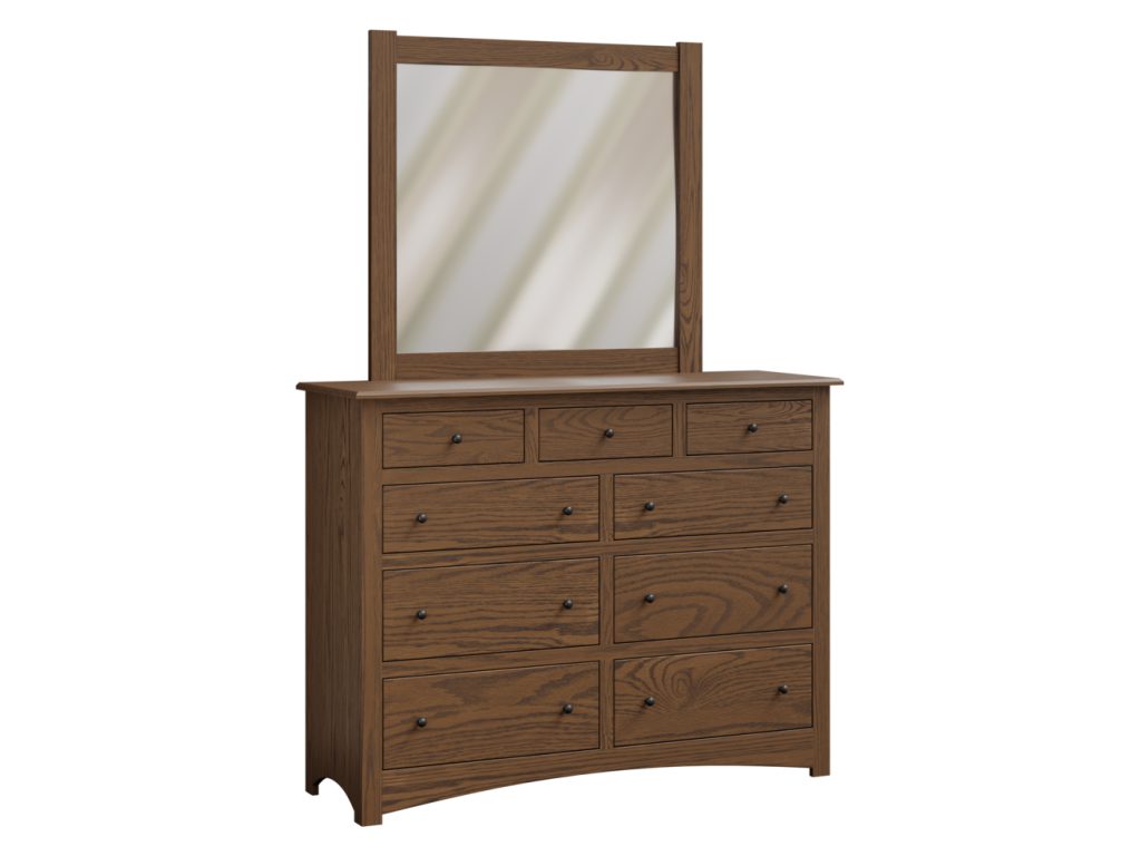 Amish Furniture of NE Troy 9 Drawer Dresser Mirror