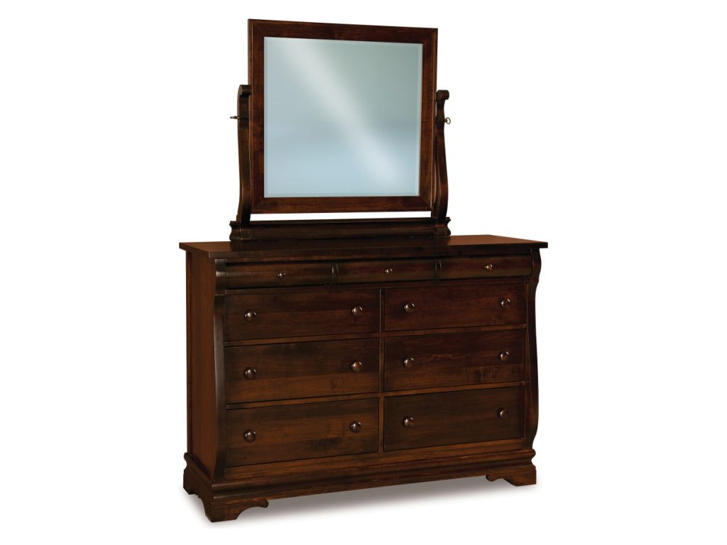 Chippewa Sleigh 9 Drawer Dresser – 58″W Mirror Dresser Mirror