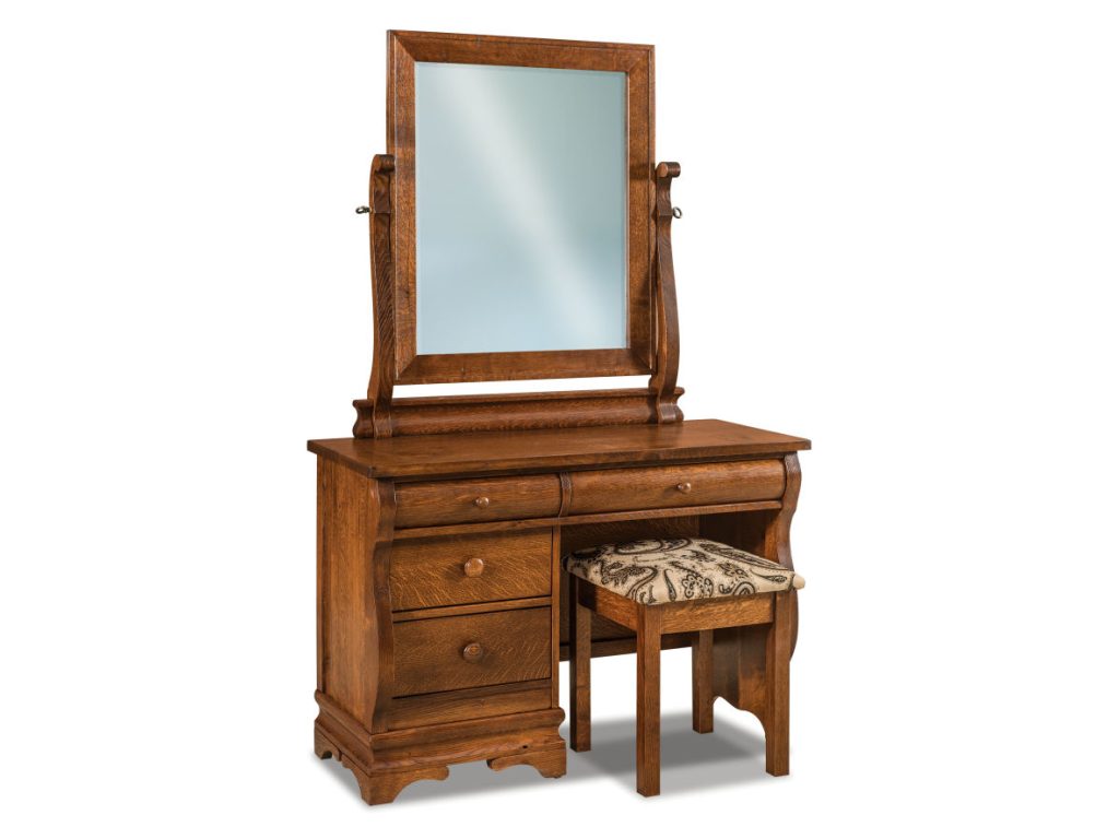 Amish Furniture of NE Chippewa Sleigh 4 Drawer Vanity Dresser Mirror