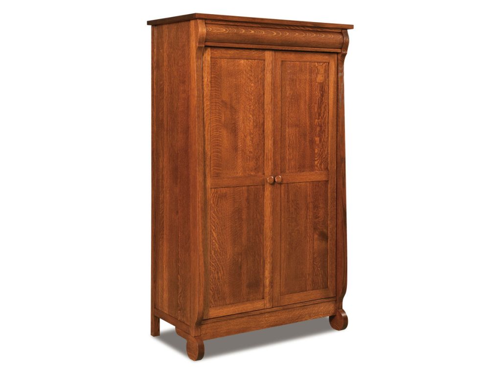 Amish Furniture of NE Old Classic Sleigh Wardrobe Armoire