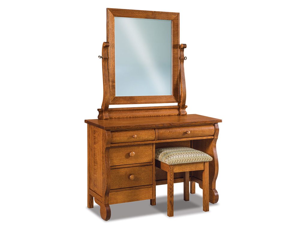 Amish Furniture of NE Old Classic Sleigh Vanity Dresser Bench