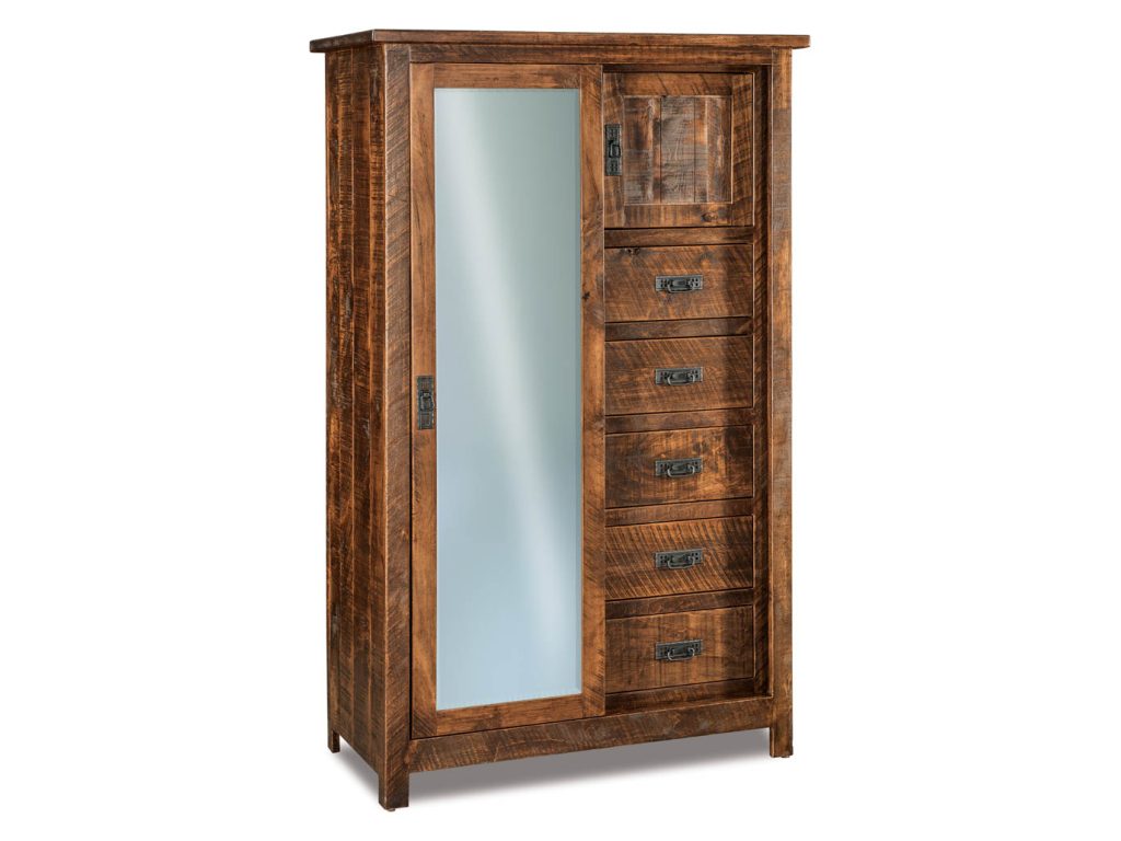 Amish Furniture of NE Dumont Sliding Door Chifferobe Armoire Cabinet
