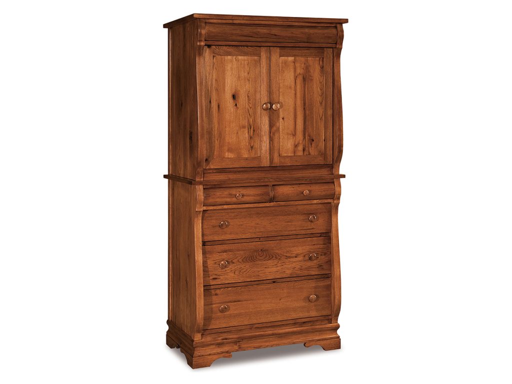 Amish Furniture of NE Chippewa Sleigh Armoire – 37¾”W Armoire Cabinet