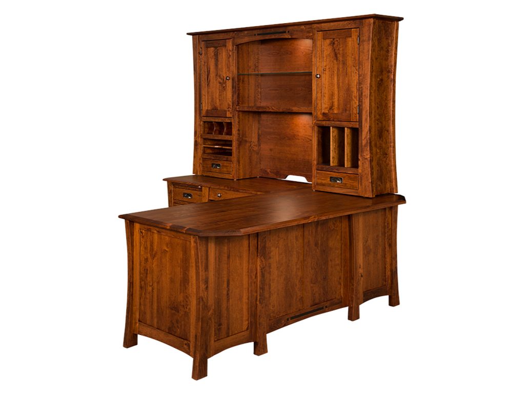 Amish Furniture of NE Arts & Crafts L Desk Hutch, alternate view