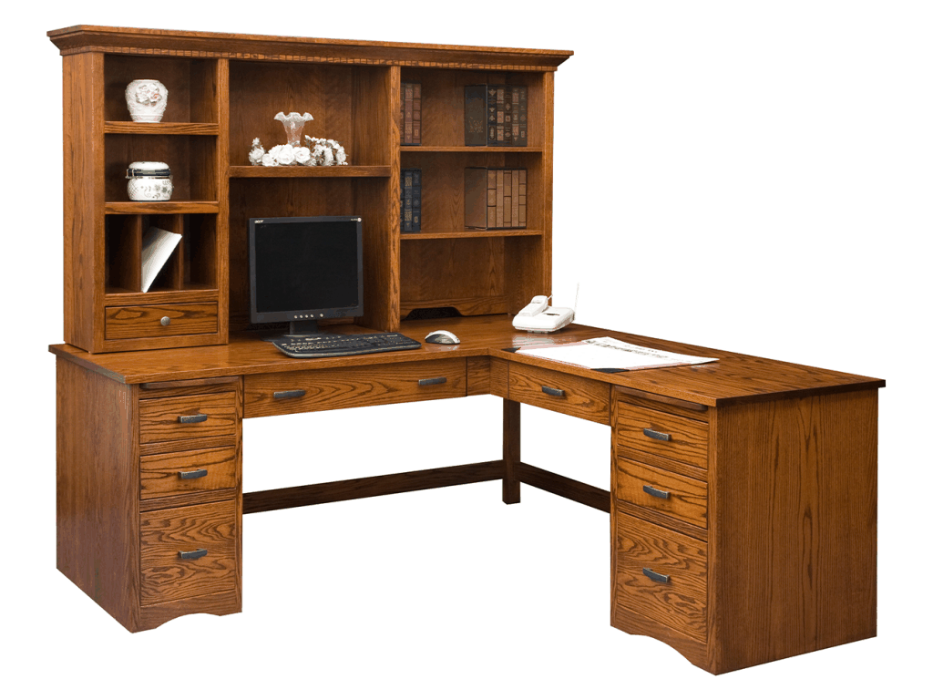 Amish Furniture of NE Mission Computer Desk With Return Hutch