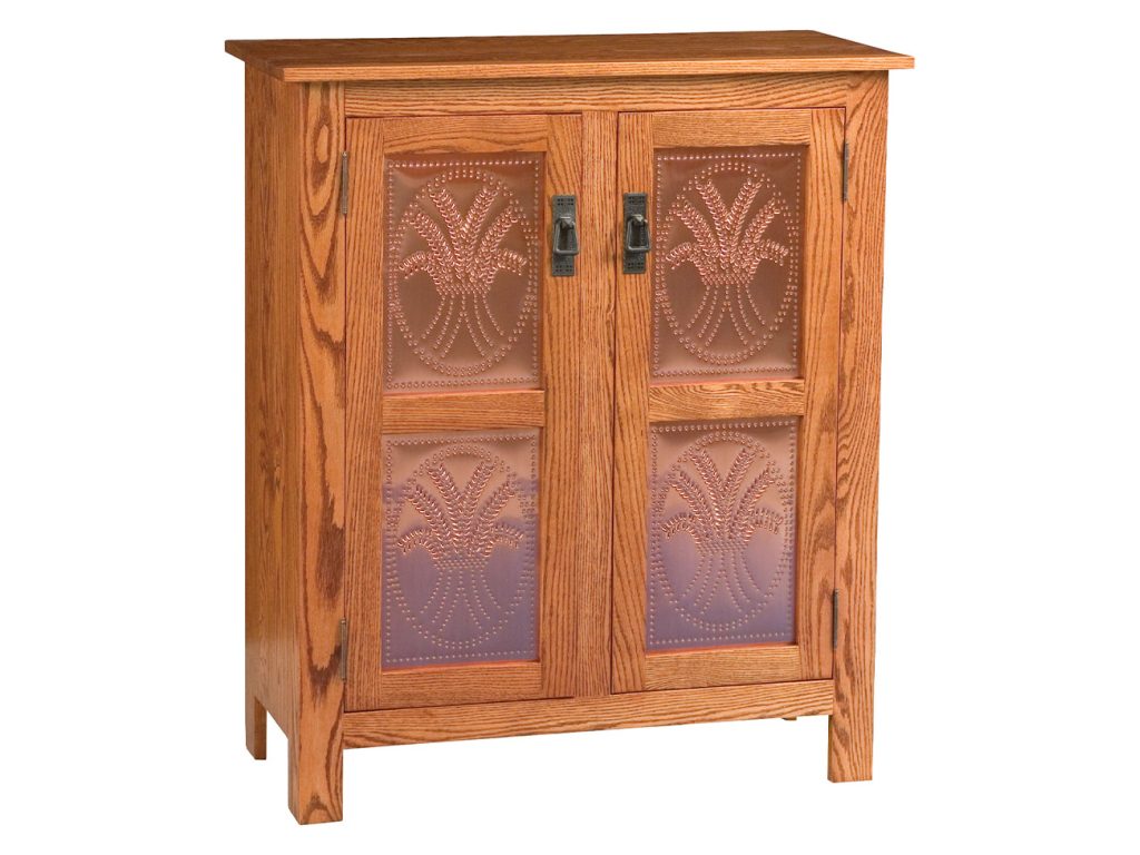 Amish Furniture of NE Mission Copper Panel Pie Safe Jelly Cabinet
