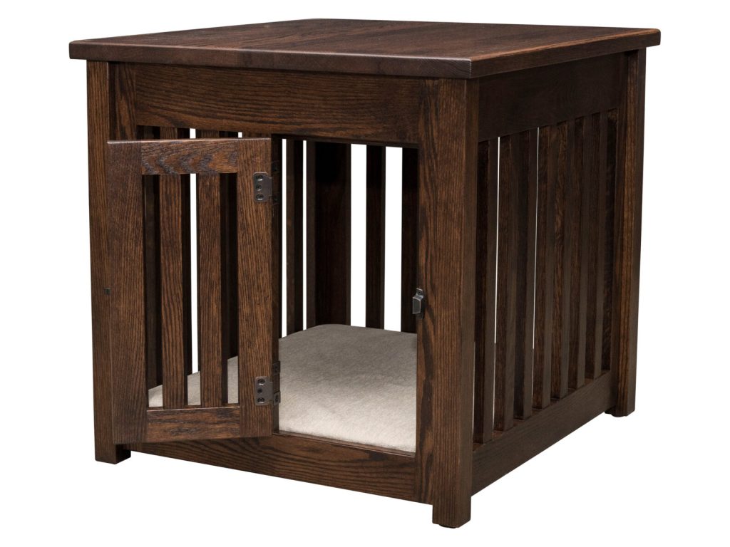 Amish Furniture of NE Macy Pet End Table with Wooden Slats Decorative Object