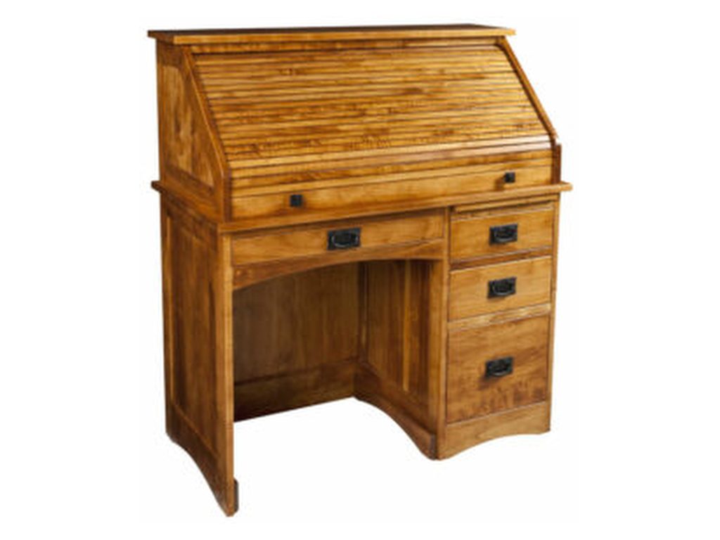 Amish Furniture of NE Single Pedestal Mission Rolltop Desk, alternate view