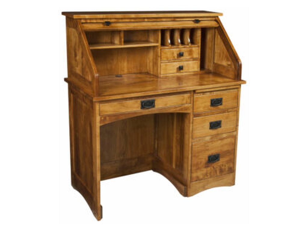 Amish Furniture of NE Single Pedestal Mission Rolltop Desk