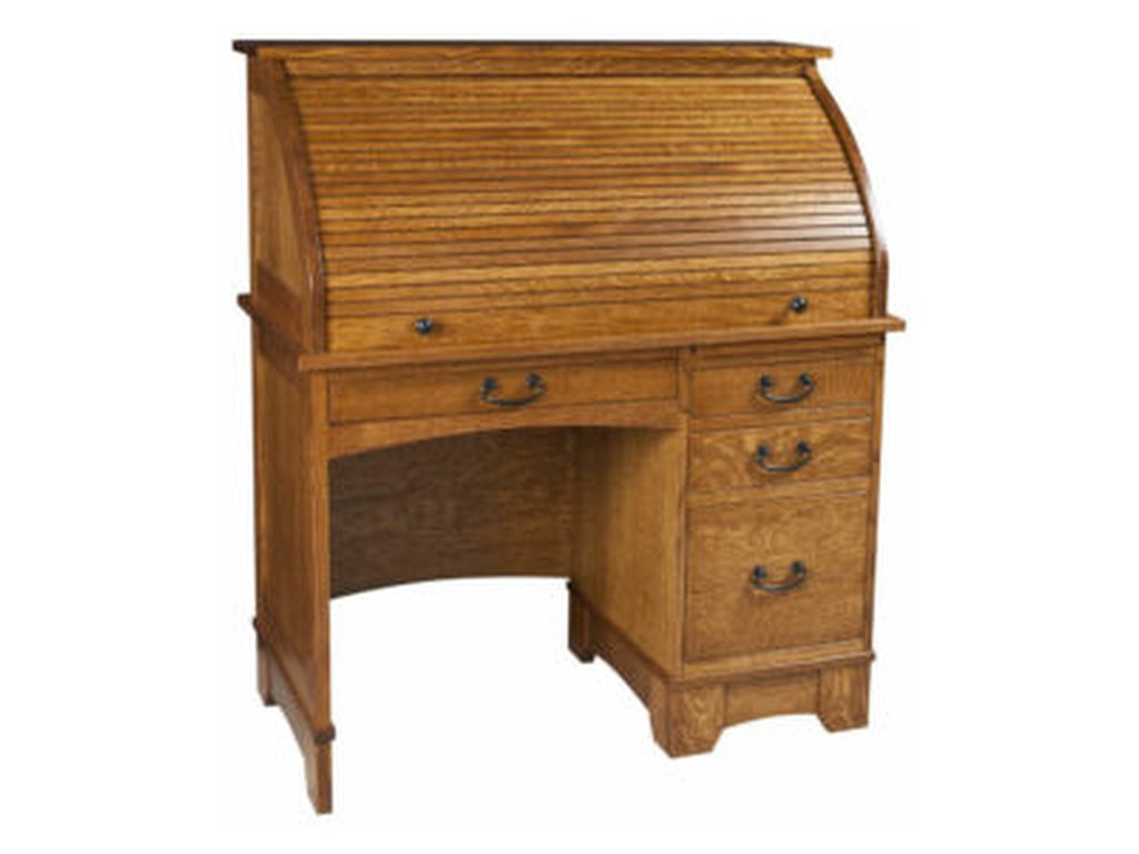 Amish Furniture of NE Single Pedestal Noble Mission Rolltop Desk, alternate view