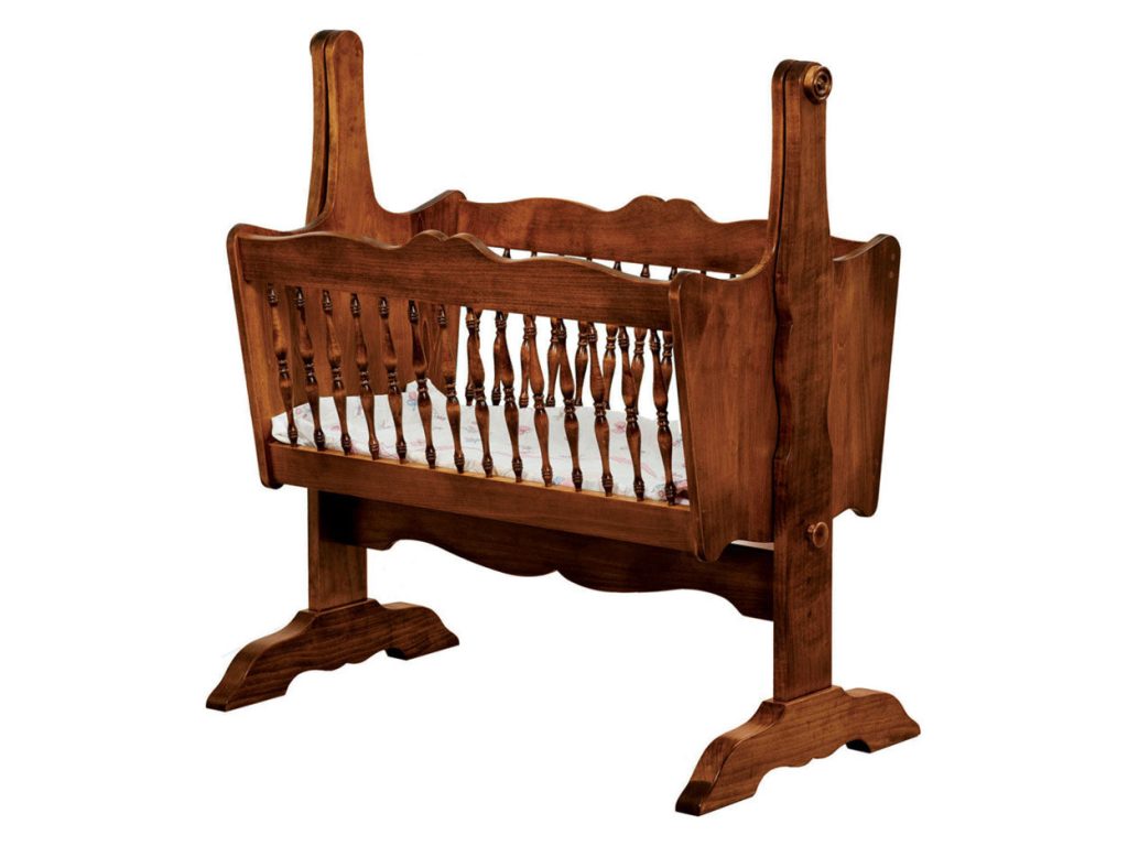 Amish Furniture of NE Classic Baby Cradle With Cradle Pad Bed