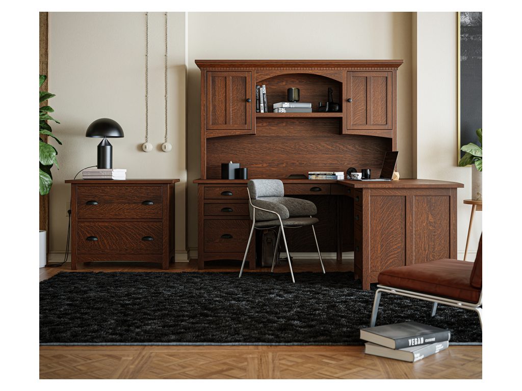 Oakwood L Desk Executive Desk, alternate view