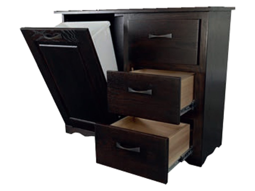 Tilt Out Trash Bin With Drawers On Right Decorative Object, alternate view