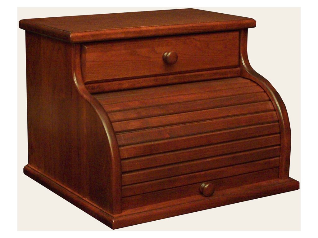 Amish Furniture of NE Roll Top Breadbox with Drawer