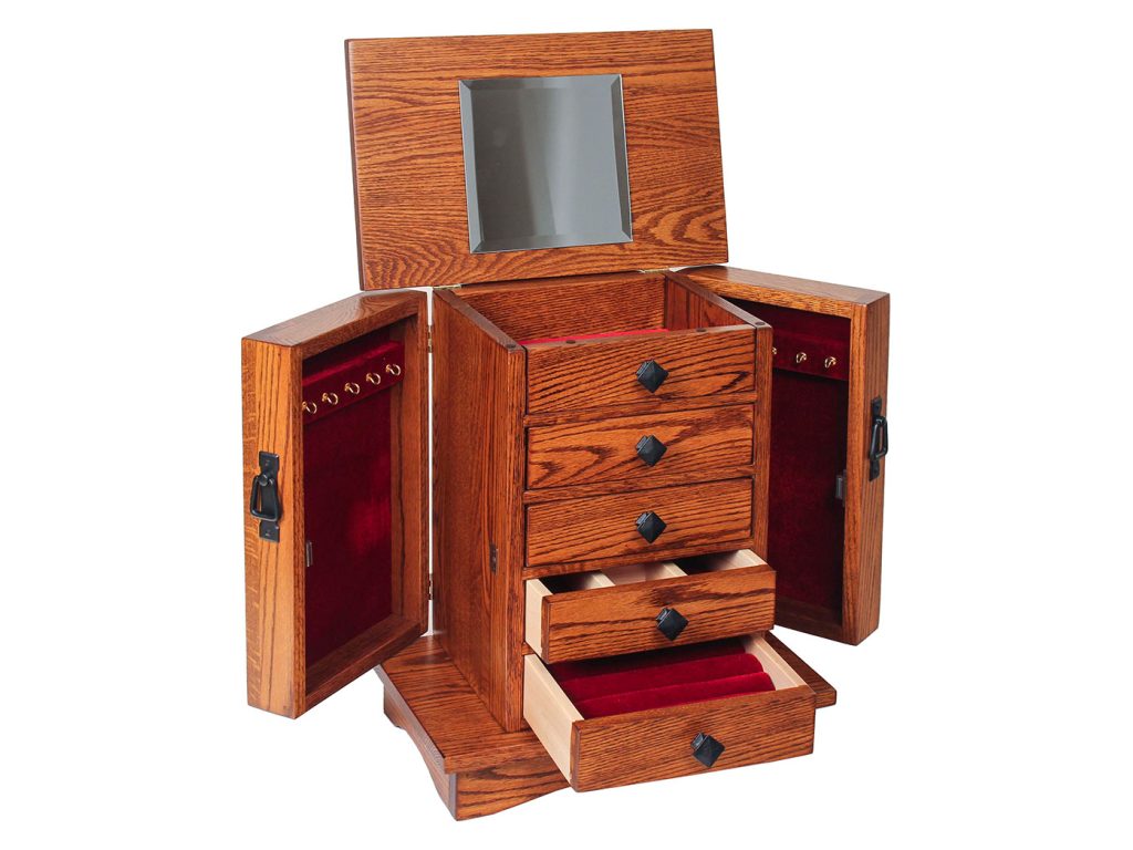 Amish Furniture of NE Mission Jewelry Chest – 5 Drawer, alternate view