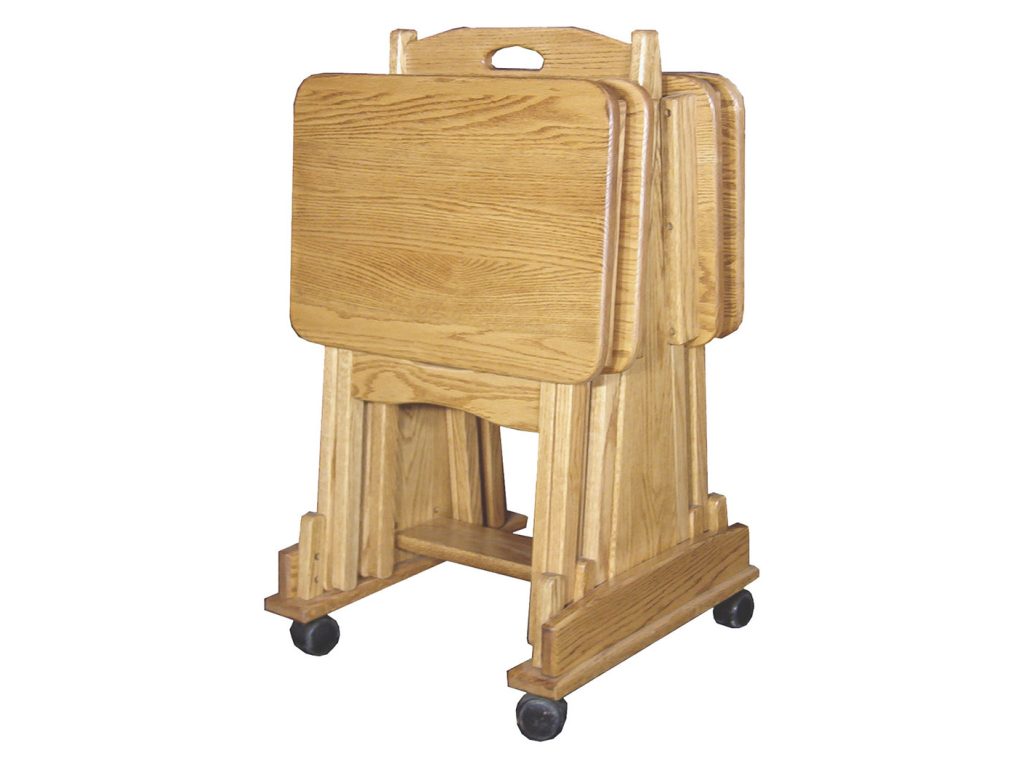 Amish Furniture of NE Folding TV Tray Set – Small Set – 4 trays/cart