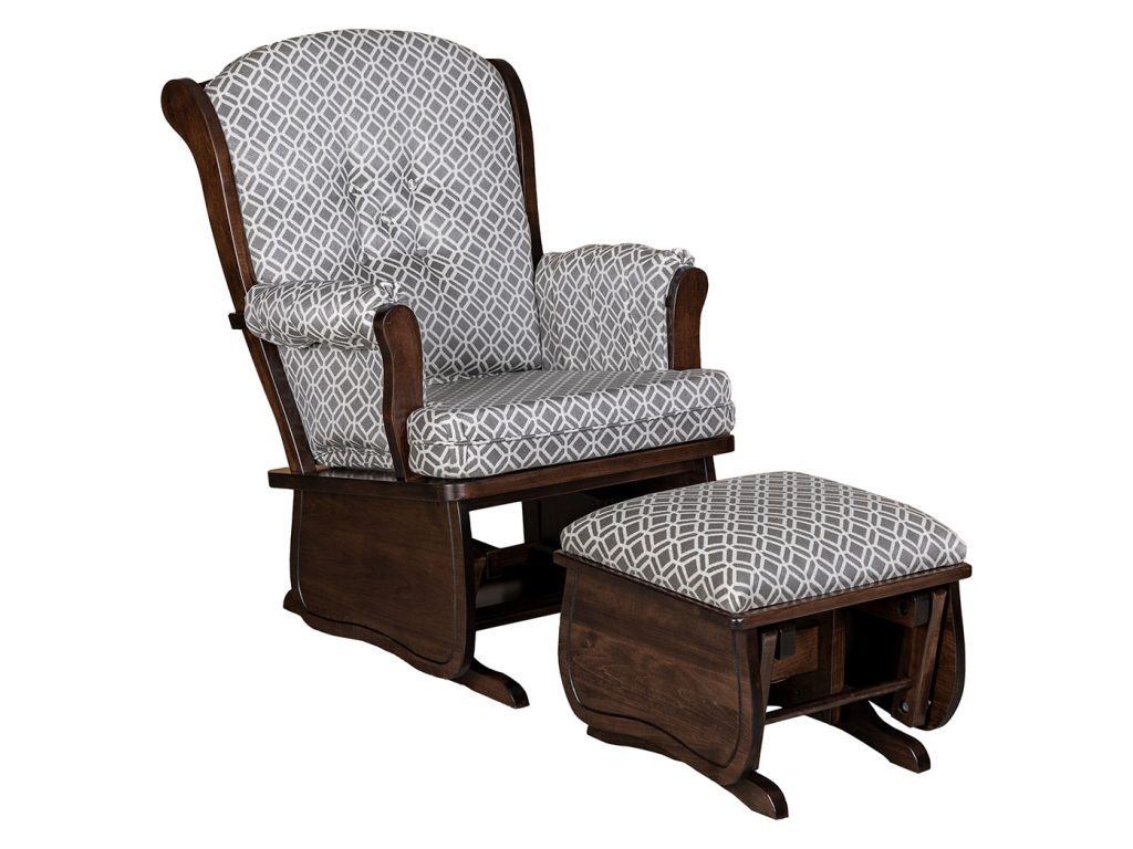 Amish Furniture of NE Swanback Regular Glider and Ottoman Glider