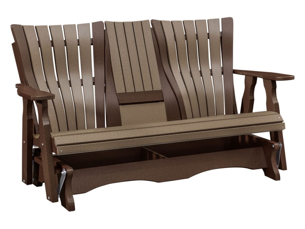 Amish Furniture of NE 5’ Bentback Glider With Console – Straight Top