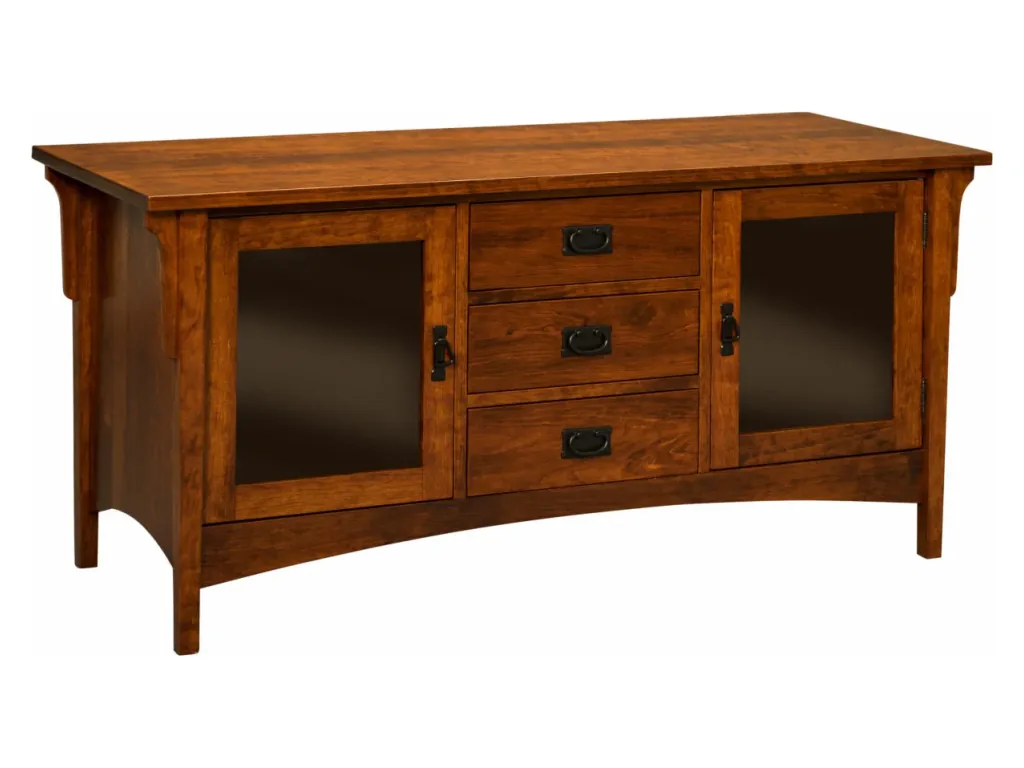 Amish Furniture of NE Arts & Crafts 2 Door 3 Drawer TV Plasma Stand