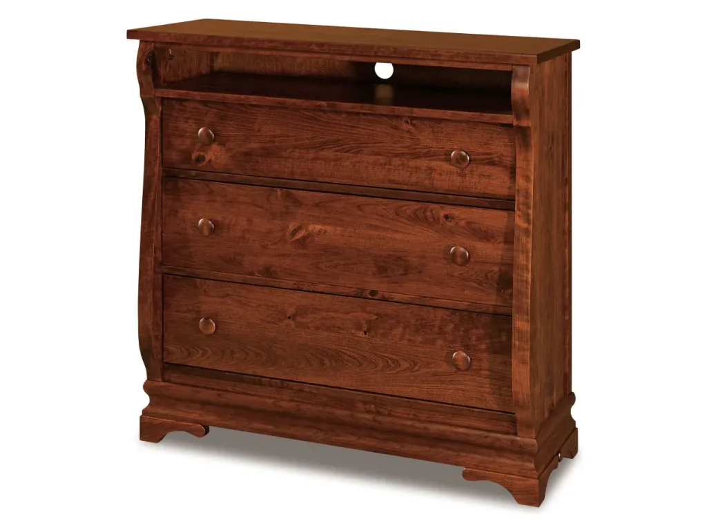 Amish Furniture of NE Chippewa Sleigh 3 Drawer Media Chest