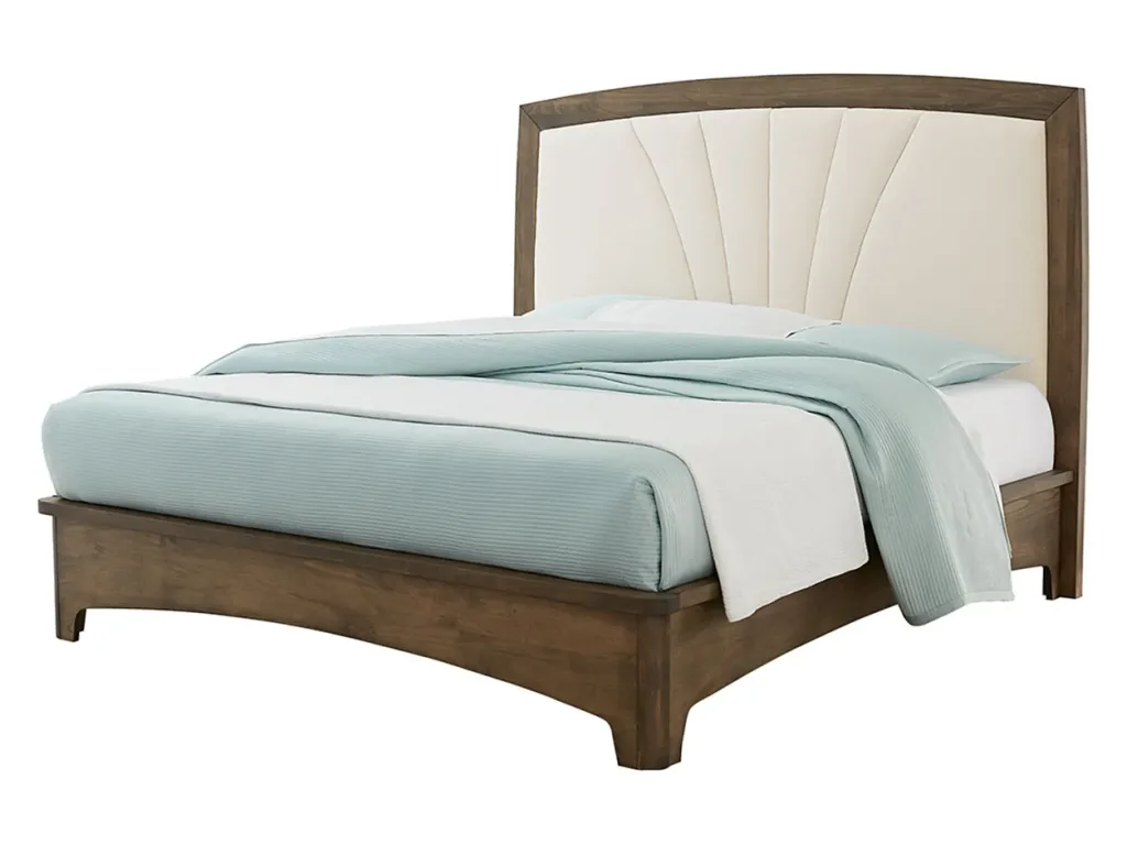 Amish Furniture of NE Woodmont Bed With Fabric Headboard Upholstered Bed