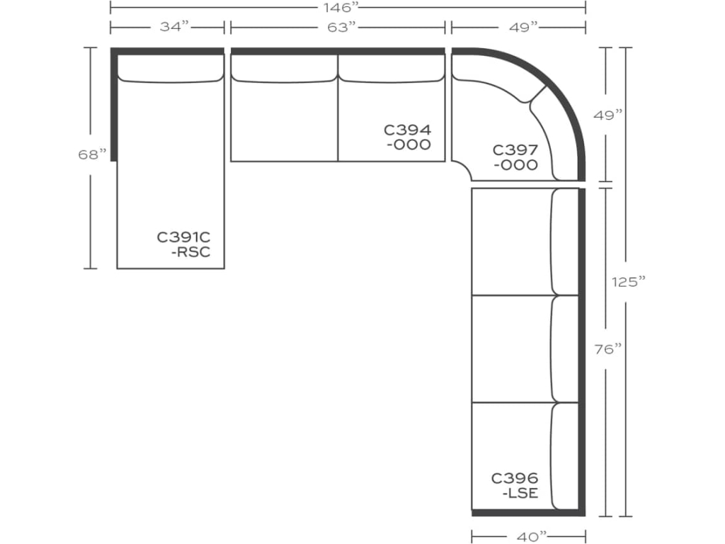 Rowe Masquerade Sectional, alternate view 32